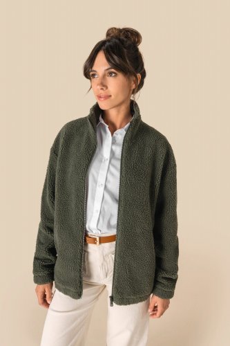 Felpa unisex in sherpa con zip e spalle spioventi