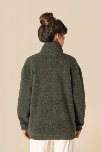 Felpa unisex in sherpa con zip e spalle spioventi