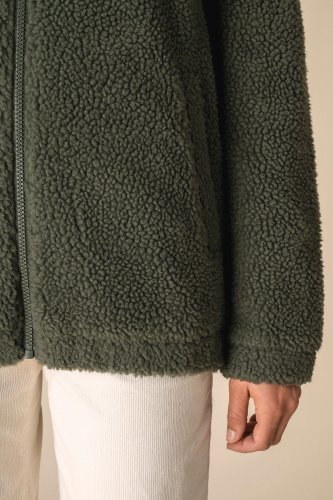 Felpa unisex in sherpa con zip e spalle spioventi