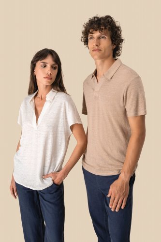 Polo donna in lino