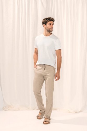 Pantaloni uomo ecosostenibili in lino e cotone bio