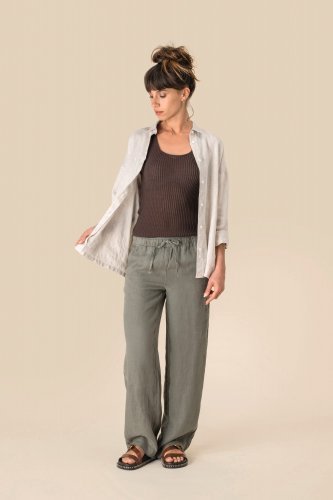 Pantalone donna slavato in lino