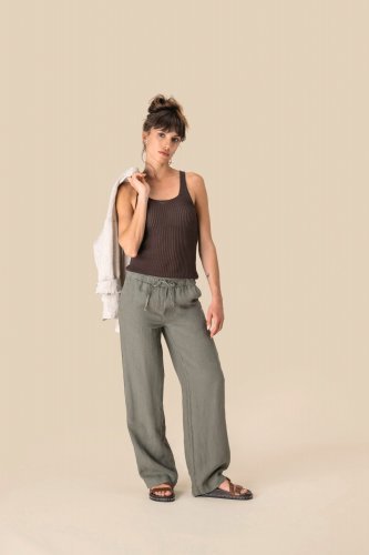 Pantalone donna slavato in lino