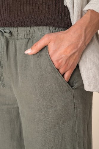 Pantalone donna slavato in lino