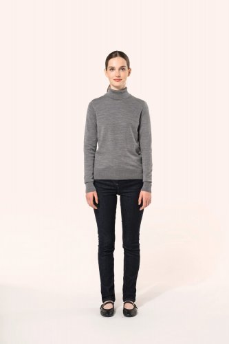 Pullover donna merino con collo dolcevita