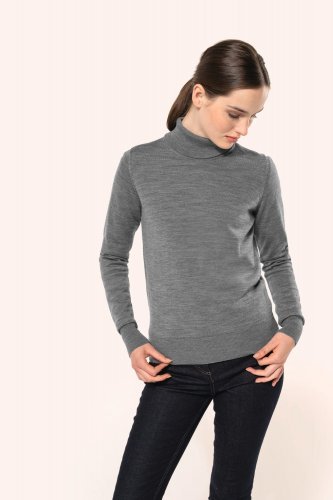 Pullover donna merino con collo dolcevita