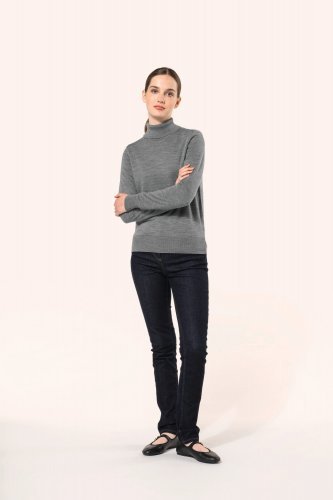 Pullover donna merino con collo dolcevita