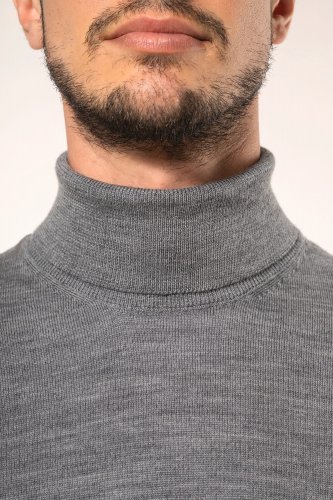 Pullover uomo merino con collo dolcevita
