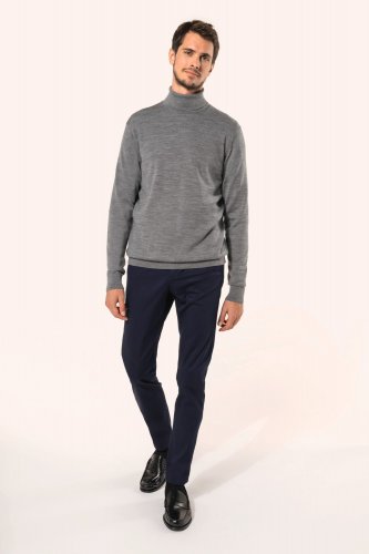 Pullover uomo merino con collo dolcevita