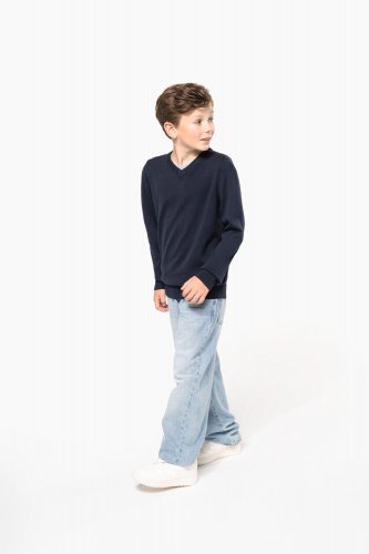Pullover bambino con collo a v