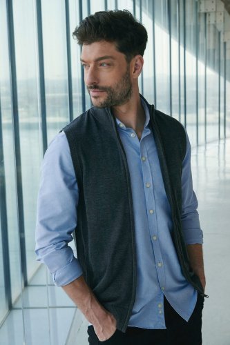 Pullover con zip senza maniche da uomo