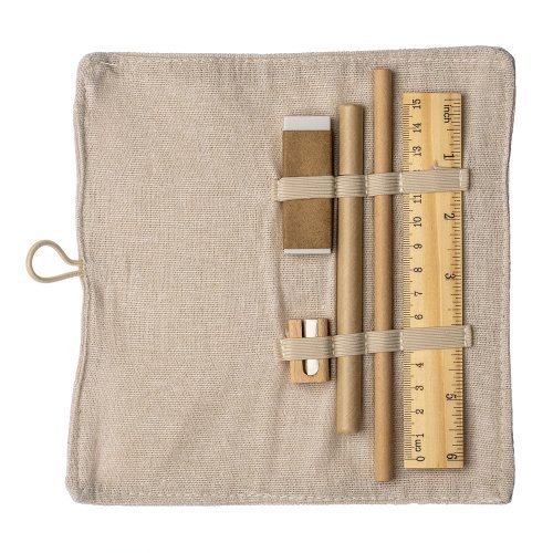 Astuccio arrotolabile in cotone  chiusura con bottone ed elastico