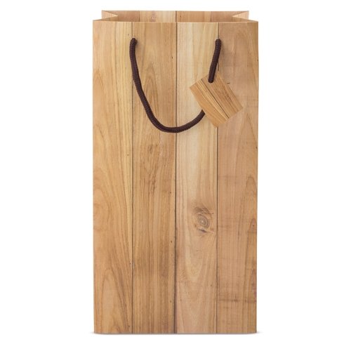 Busta in carta effetto legno 2 bottiglie abeto
