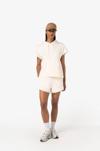 Felpa donna ecosostenibile oversize con cappuccio senza maniche french