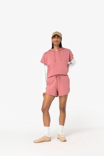 Felpa donna ecosostenibile oversize con cappuccio senza maniche french