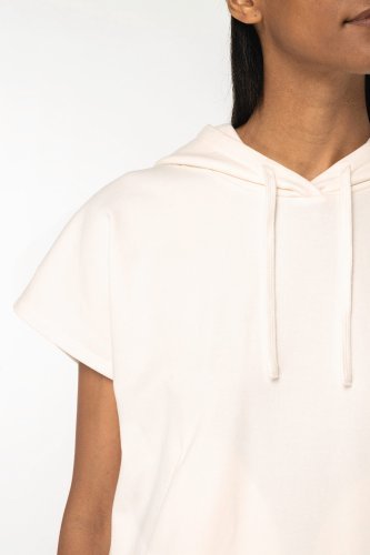 Felpa donna ecosostenibile oversize con cappuccio senza maniche french