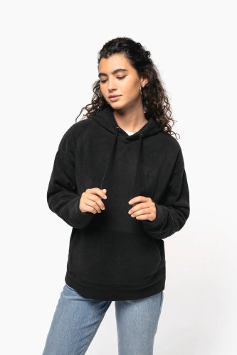 Felpa unisex con cappuccio oversize in pile riciclato
