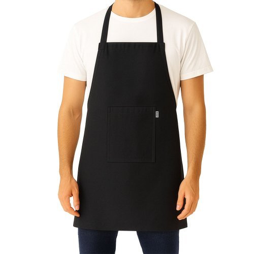 Grembiule da cucina lungo in cotone riciclato 180 g/m2. tasca frontale