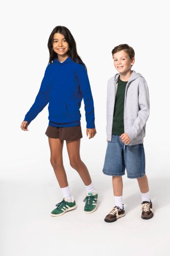 Felpa in materiale riciclato con cappuccio bambino