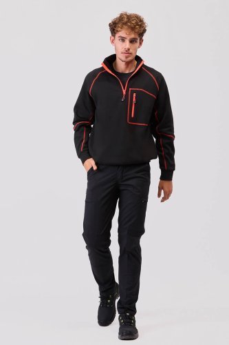 Felpa ezza zip con cuciture decorative