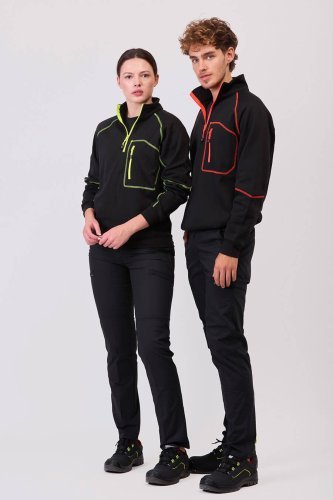 Felpa ezza zip con cuciture decorative