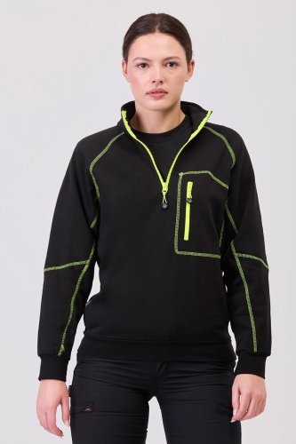 Felpa ezza zip con cuciture decorative