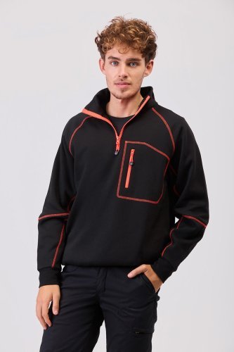 Felpa ezza zip con cuciture decorative