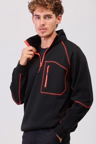 Felpa ezza zip con cuciture decorative