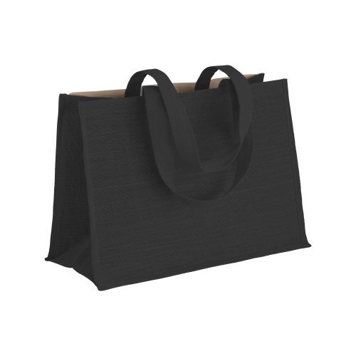 Shopper in cotone 280 g/m2 con soffietto dettagli in juta