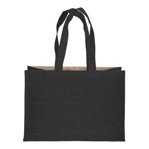 Shopper in cotone 280 g/m2 con soffietto dettagli in juta