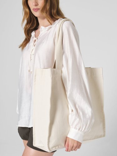 Shopper con manico e motivo a zig-zag