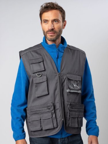 Gilet multitasche unisex collo a V