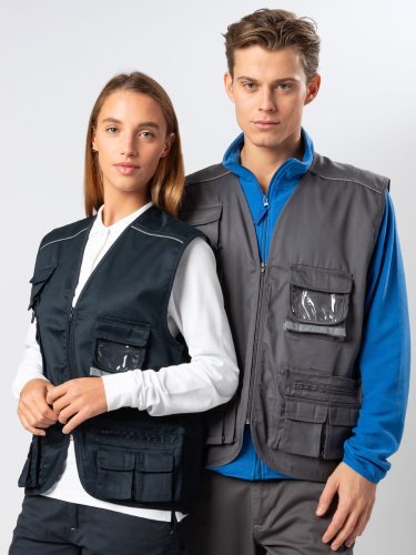Gilet multitasche unisex collo a V
