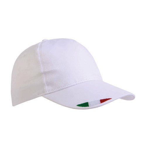 Cappellino in cotone, 5 pannelli con ricamo tricolore