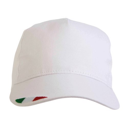 Cappellino in cotone, 5 pannelli con ricamo tricolore