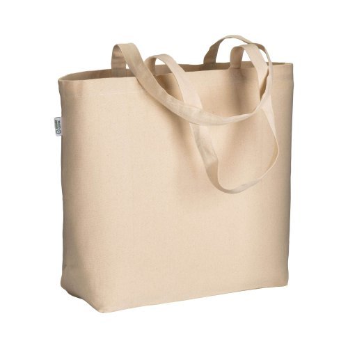 Shopper in cotone biologico 220 g/m2, con manici lunghi e soffietto al
