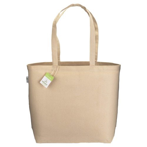 Shopper in cotone biologico 220 g/m2, con manici lunghi e soffietto al