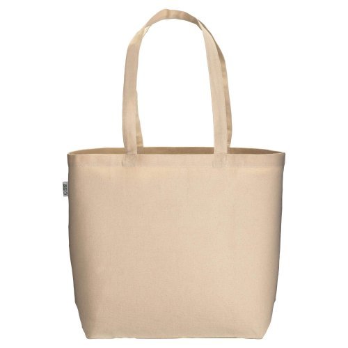 Shopper in cotone biologico 220 g/m2, con manici lunghi e soffietto al
