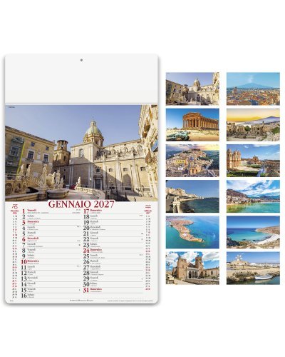 Calendario illustrato 13 fogli Sicilia