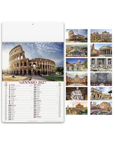 Calendario illustrato 13 fogli Roma