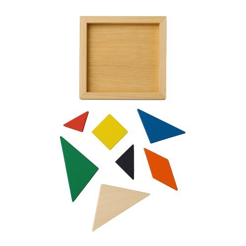 Buntes holz-tangram-spiel, 7 teile, mit baumwollbeutel