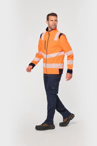 Giacca softshell di sicurezza riciclata con maniche staccabili