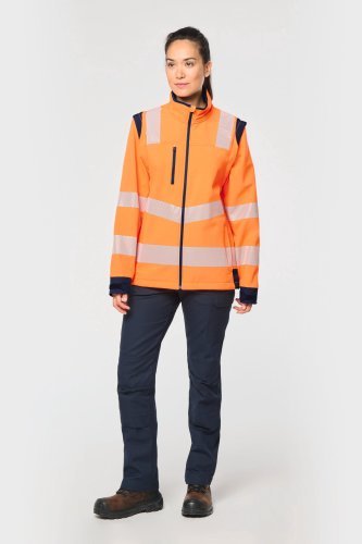 Giacca softshell di sicurezza riciclata con maniche staccabili