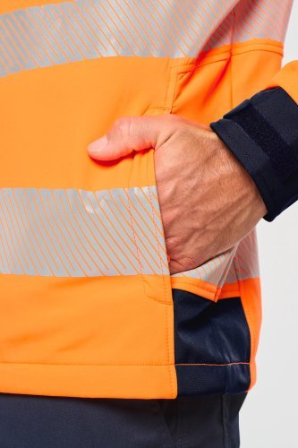 Giacca softshell di sicurezza riciclata con maniche staccabili