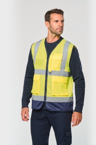 Gilet di sicurezza hi-viz riciclato con cerniera