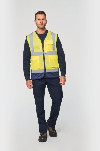 Gilet di sicurezza hi-viz riciclato con cerniera