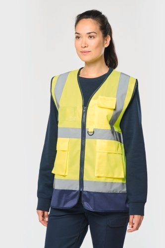 Gilet di sicurezza hi-viz riciclato con cerniera
