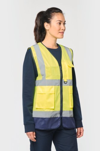 Gilet di sicurezza hi-viz riciclato con cerniera