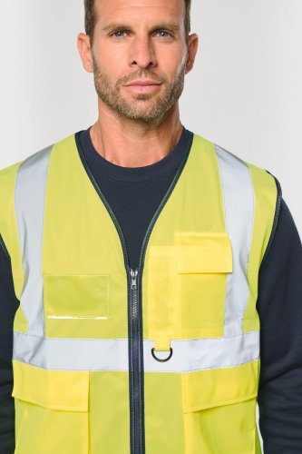 Gilet di sicurezza hi-viz riciclato con cerniera