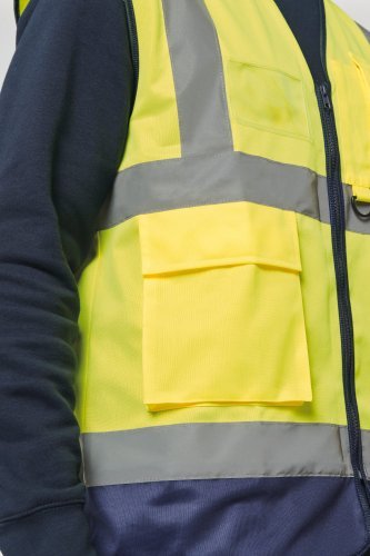 Gilet di sicurezza hi-viz riciclato con cerniera